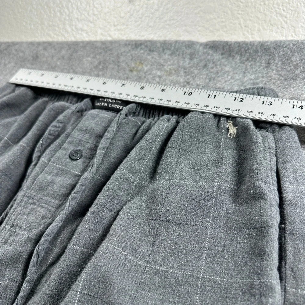 Polo Ralph Lauren Pajama Pants Mens M Gray Windowpane Plaid Cotton Sleepwear